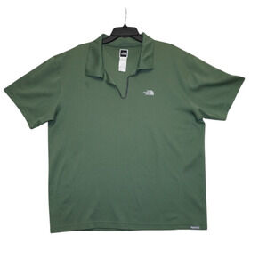 The North Face Solid Green Casual Short Sleeve Polo Shirt - Men's Size Large